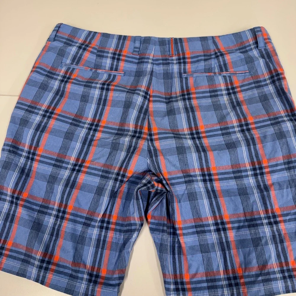 Tommy Bahama‎ Plaid Performance Shorts Mens 40 Blue Orange Stretch Marlin Logo